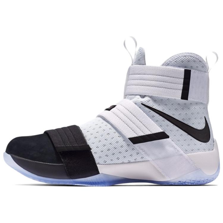 Nike Zoom Soldier 10 LBJ Round Toe Slip Resistant Lightweight High Top Performance Basketball Shoes Unisex sneaker Black White 852400-102