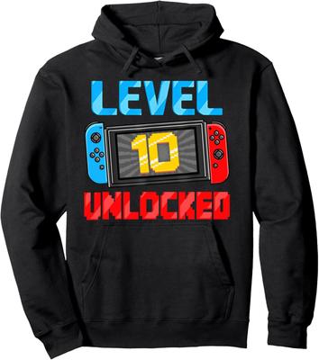Level 10 Unlocked Legendary Gamer Birthday Fun Unisex Hooded Sweatshirt