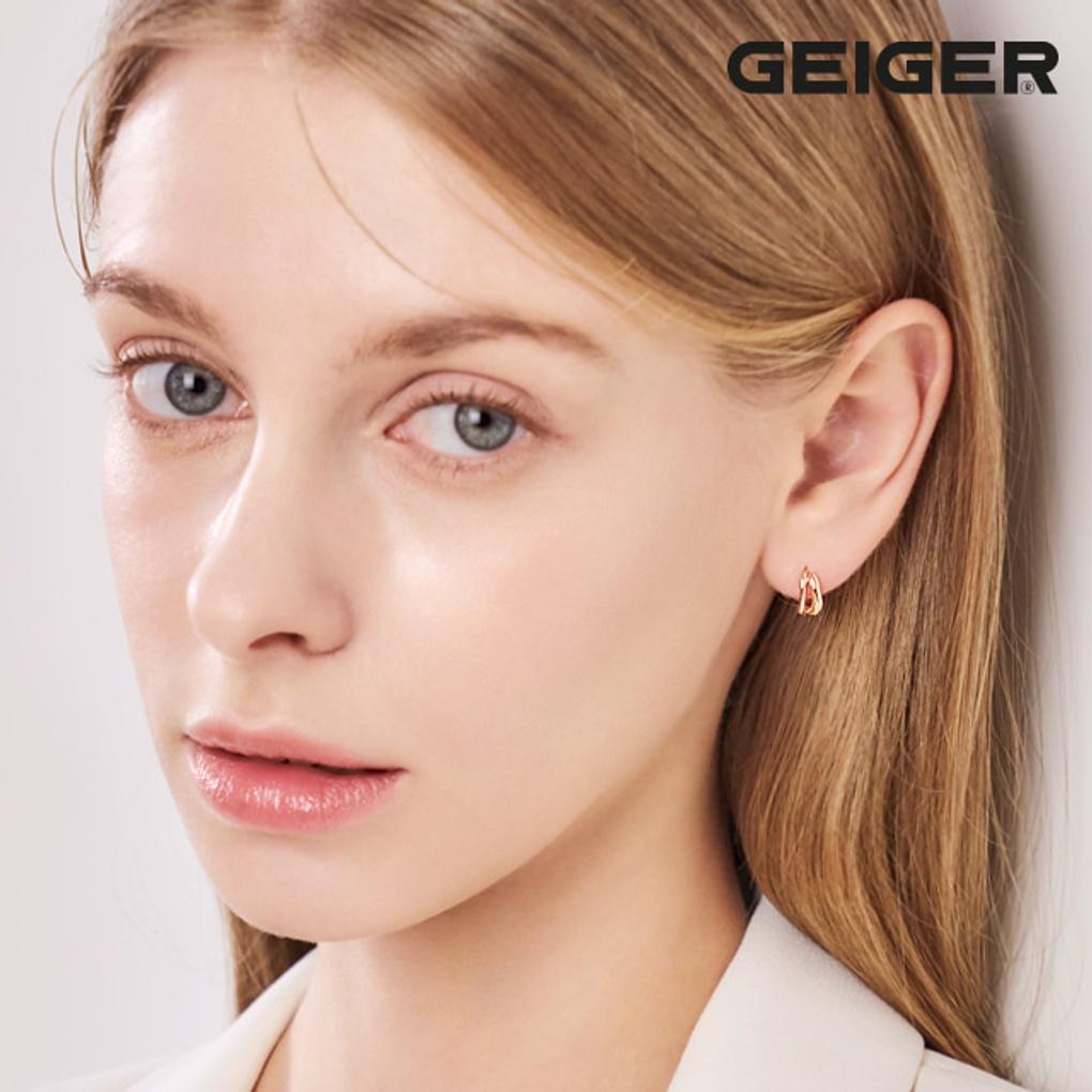 14K Two-Wave One-Touch Earrings GI14EE359