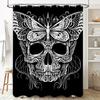 Tuniu Black Skull Lace Floral Pattern Bathroom Curtain Gothic Decor Bedroom Shower Curtain