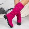 New Shoes: Matte Suede Mid-heel Slimming Plus-size Boots, Long Boots, Women's Chunk-heeled Boots
