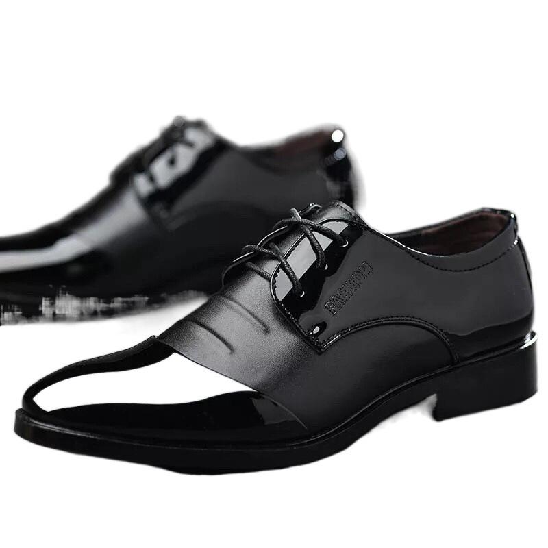 Leather Shoes Men's Business Formal Men's Shoes Soft Sole British Casual Lace-up Autumn Versatile Breathable Work Shoes Wedding Shoes