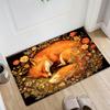Lebhaftes Fuchs-Blumenmuster Teppich Weicher Rutschfester Teppich für Wohnzimmer Schlafzimmer Heimdekoration Innenbodenmatte