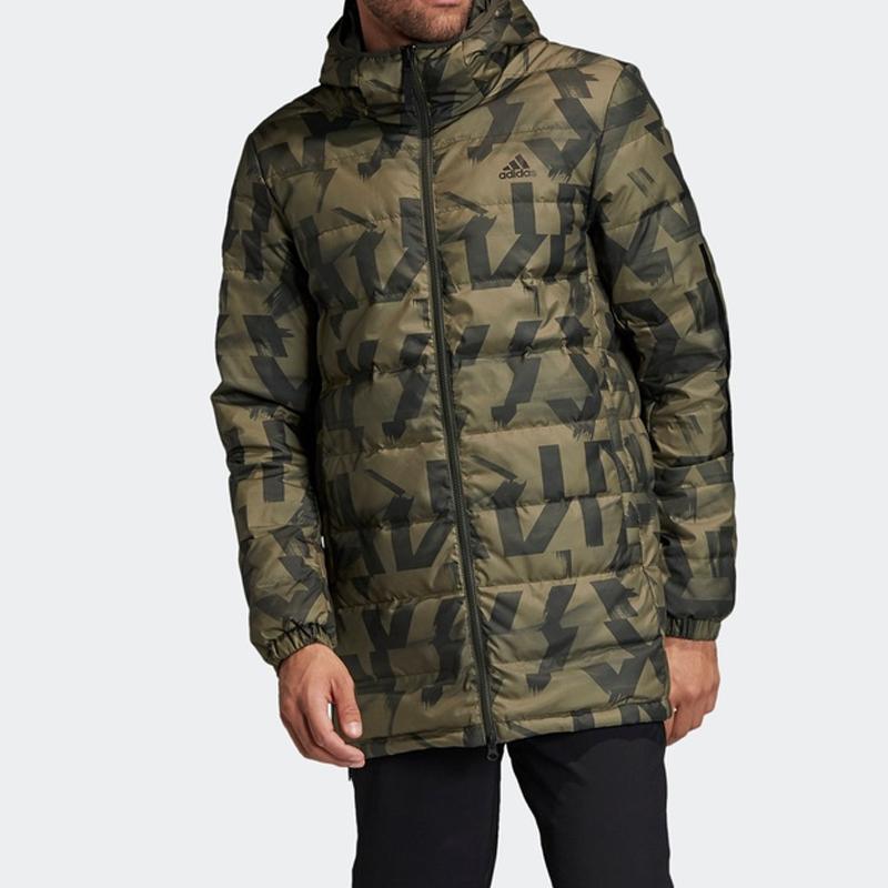 adidas Outdoor Wendbare Daunenjacke Mittellang Winter Herren Oberbekleidung Olivbraun FR6635