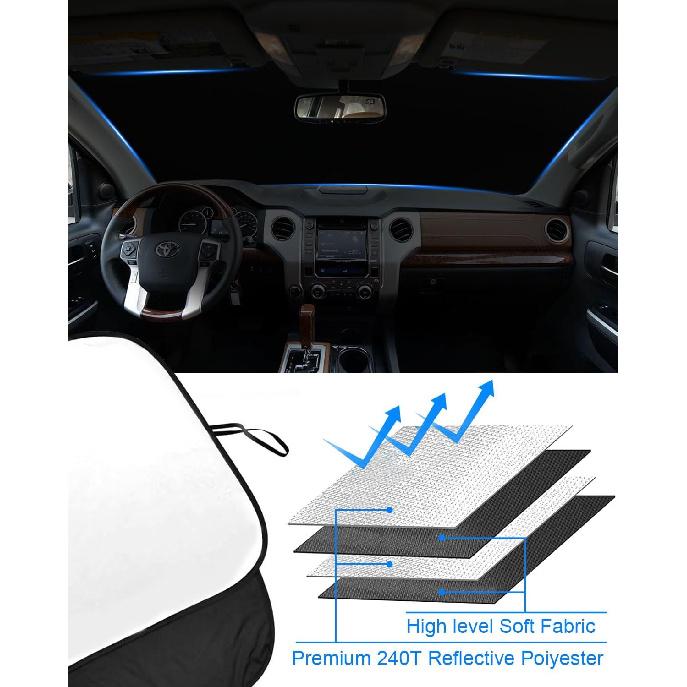 2025 Upgrade Front Windshield Sunshade Fit For Toyota Tundra 2007- Reflector Foldable Car Shade Automotive Windshield Sunshades Toyota Tundra