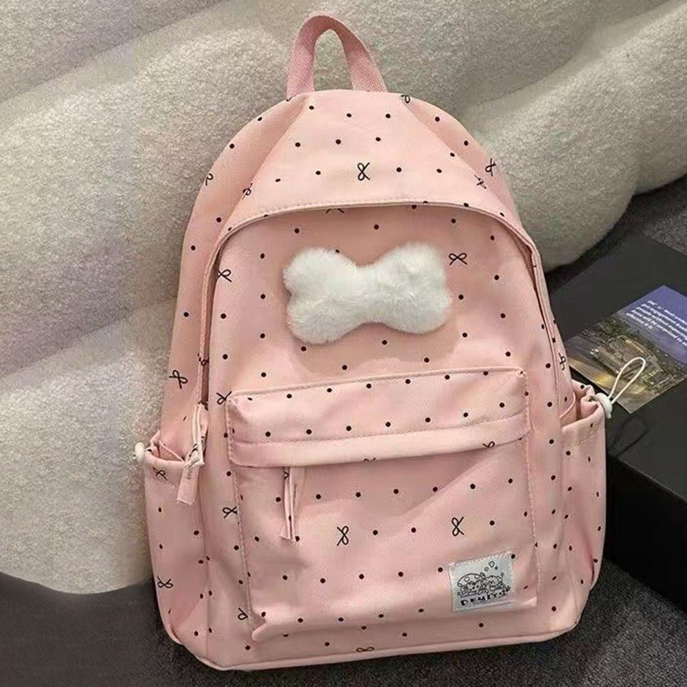 Cute Large Capacity Bow Backpack Ultra-light Nylon Girls Backpack Breathable Travel Bag