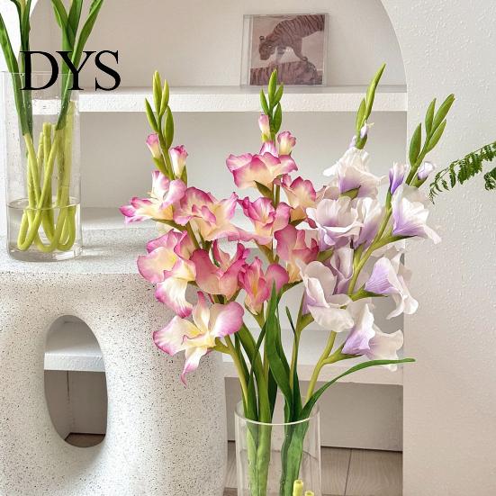 Reusable Fake Gladiolus Artificial Flower Realistic Silk Home Office No Watering Wedding Party Indoor Outdoor Faux Bloom Decoration Lifelike