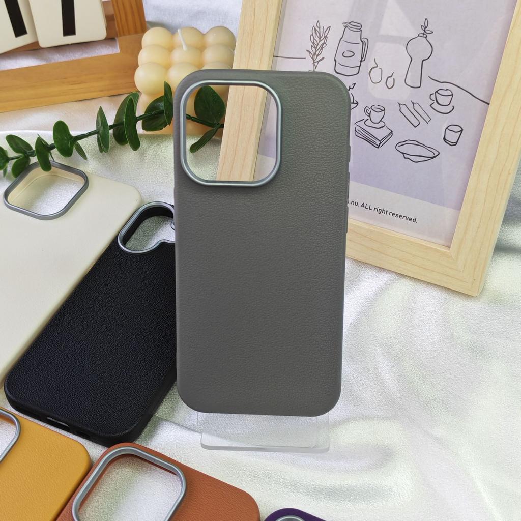 Photo Frame Leather Texture Case Ins Style Suitable for Apple 16 Pro Max Internet Celebrity Apple 15 Pro Full Protection Shockproof Phone Case