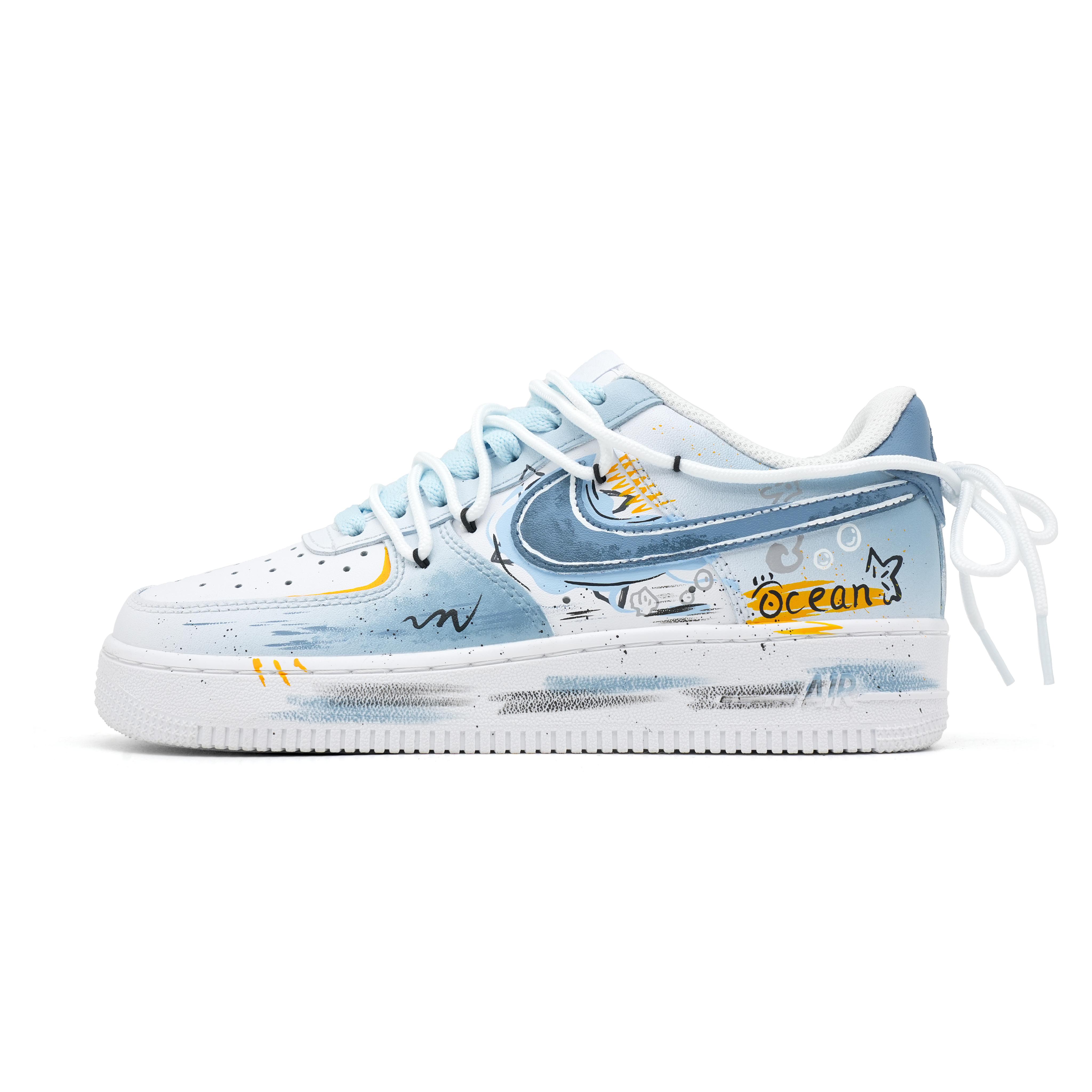 

Nike Air Force 1 Ocean Hunting Cow Leather Abrasion Resistant Slip Resistant Low top Skateboard Shoes Unisex Blue White CW2288-111(Team997-) 37.5