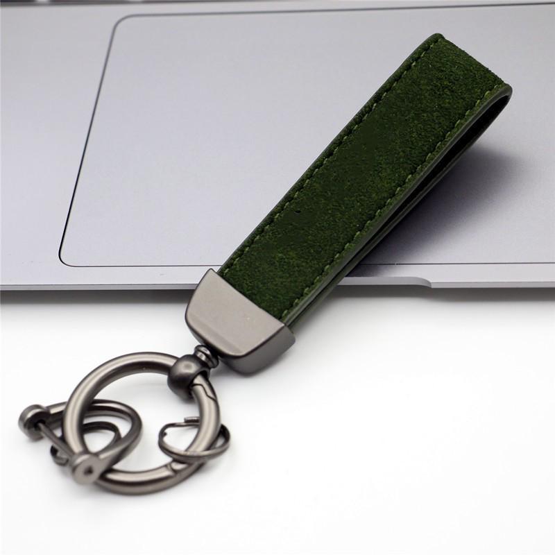 Suede Leather Keychain with Embossable Logo and Anti-Lost Feature