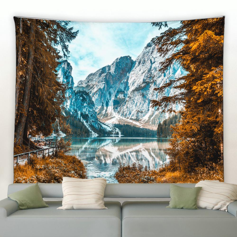 Home Decoration Wall Tapestry White Cloud Room Decoration Curtain Fashion Blue Sky Mountain Lake Art Digital Printing