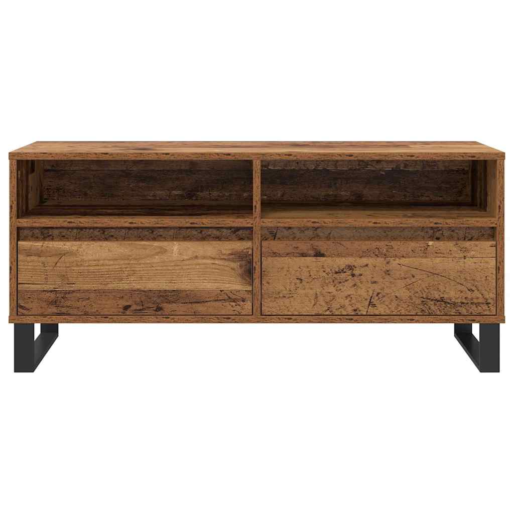TV Stand Reclaimed Wood Look 100 x 34.5 x 44.5 cm Engineered Wood and Iron