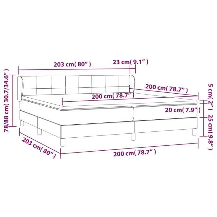 3126834 vidaXL Lit à sommier tapissier avec matelas Crème 200x200 cm Tissu