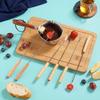 Oak Handle Fondue Fork Set - 6 Pieces for Cheese, Bread & Chocolate