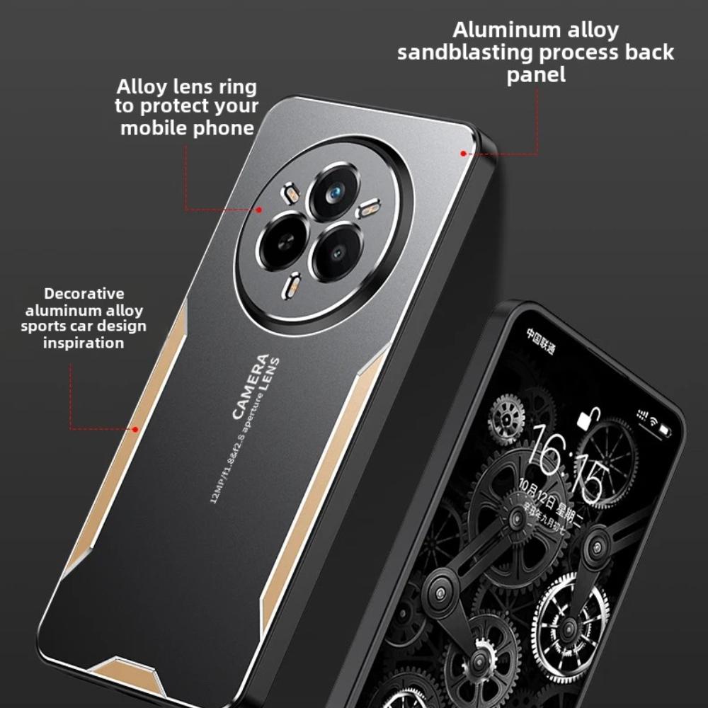 Custodia Posteriore Opaca in Lega di Alluminio Metallo di Lusso Per OPPO Realme 14 13 12 Pro Plus Fredda al Tatto Cover Protettiva Antiurto per Telefono