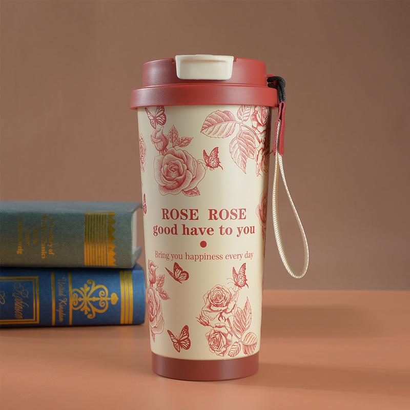 

Lily of the Valley Stainless Steel Insulated Travel Mug with Straw 500ml