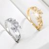 Exquisite Wheat Ear Zircon-Inlaid Copper Ring - Simple, Fashionable Pastoral Style Women's Jewelry