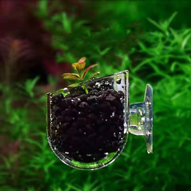 Fish Tank Red Worm Feeder Cup Aquarium Decoration Plant Pot with Suction Holder Earthworm Feeding Water Grass Landscaping Cup