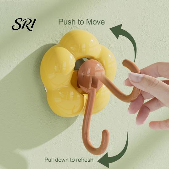 Quiet Hanging Hook Suction Cup Bright Petal Design Strong Hold No Drill Wall Washable Multipurpose for Bathroom Kitchen Towel Coat Dorm Room