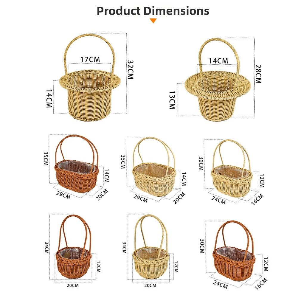 With Handle Imitation Rattan Storage Baskets Household Handwoven Home Decoration Braid Basket 8 Styles