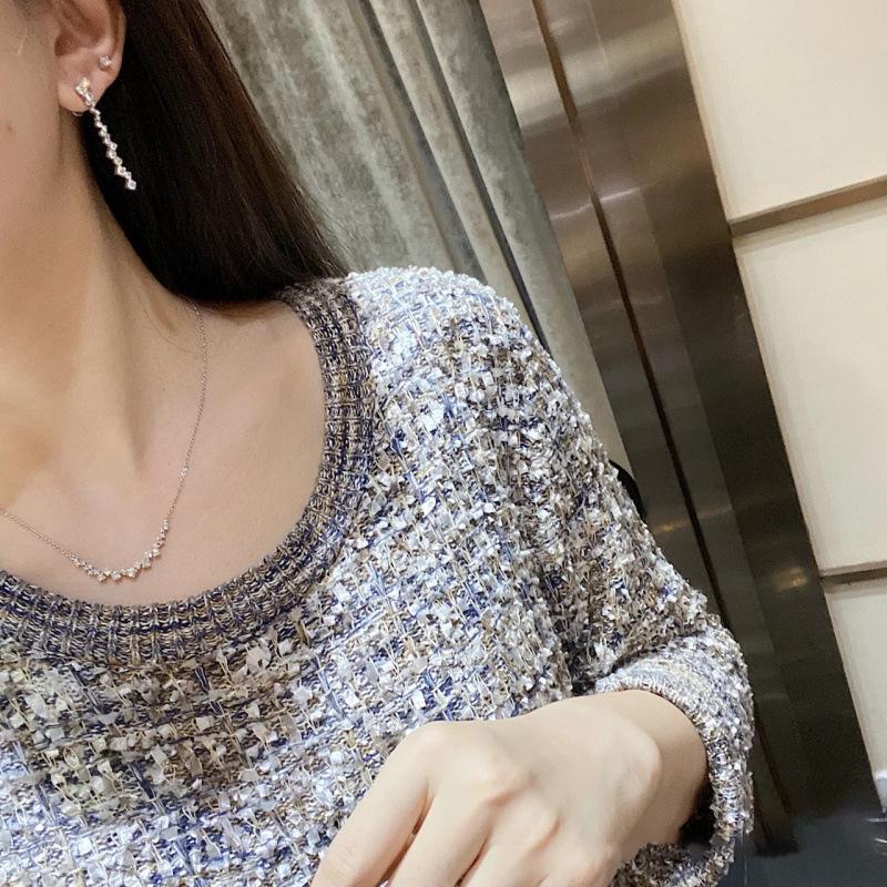 Exquisite Zirconia Star Necklace & Earring Set for Women - High-End, Minimalist Clavicle Chain