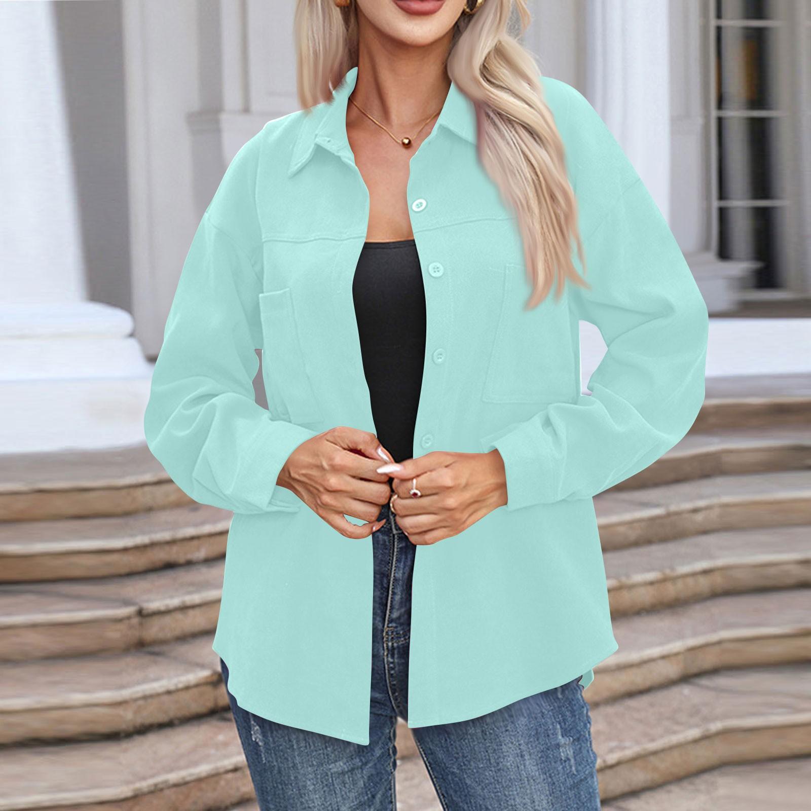 

Женская повседневная рубашка средней длины с длинным рукавом, однотонные топы S светло-зеленый