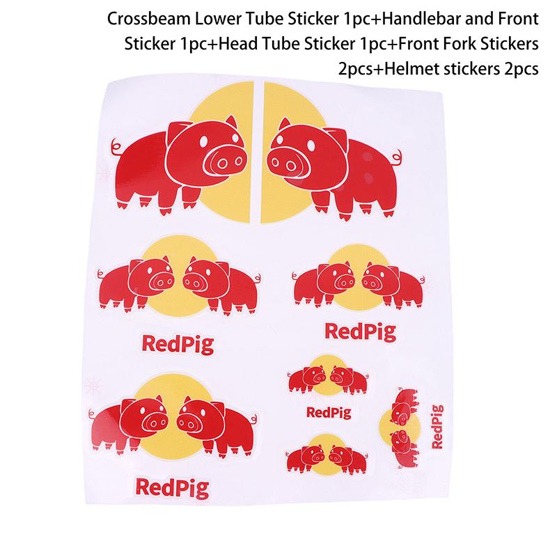 

Забавные наклейки на рулевую трубу велосипеда, декоративные наклейки с красным поросенком для руля велосипеда, шлема, верхней трубы, наклейка велосипедной команды G