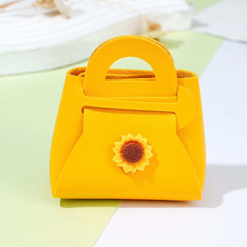 Multicolor Korean PU Leather Mini Wallet, Keychain Charm, and Sunflower Bag