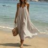 Soft Fabric Dress Women's Spaghetti Strap Beach Sundress, Summer Sleeveless V Comfortable Neck Cami Dress, Loose Flowy Vacation Long Versatile Holiday