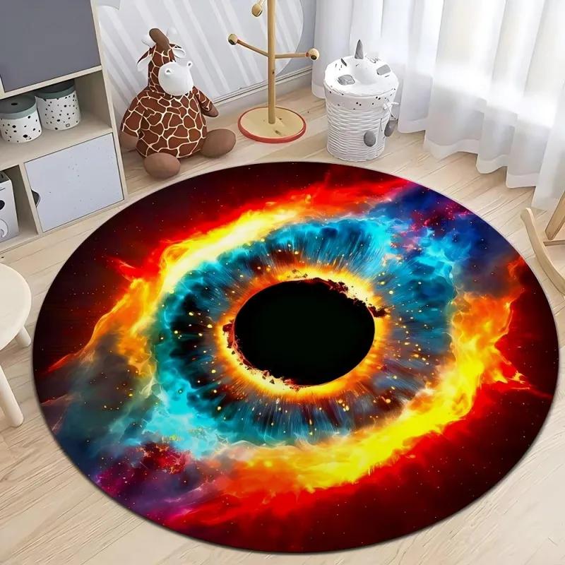 3D Cosmic Black Hole Printed Round Rugs Non-Slip Machine Washable Carpet Kid Bedroom Round Carpets Living Room Floor Mat