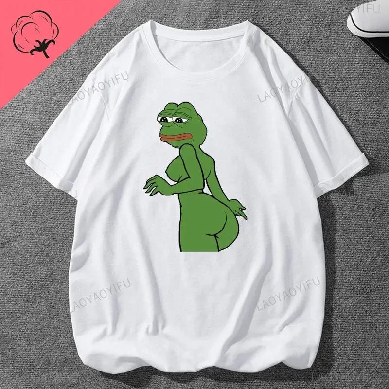 Pe Pe The Frog Meme Emote Cotton Mens Clothing Vintage Fashion Frog Animal Ladies Summer Kawaii Tees Funny Gift Casual Shirt