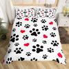 Dog Paw Print Duvet Cover Set Puppy Bedding Set Cute Animal Cartoon Pattern Quilt Cover