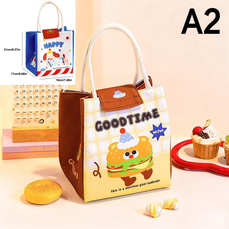 

Cute Cartoon Double Layer Thermal Lunch Bag Large Capacity Food Keep Warm Tote for Office School Use