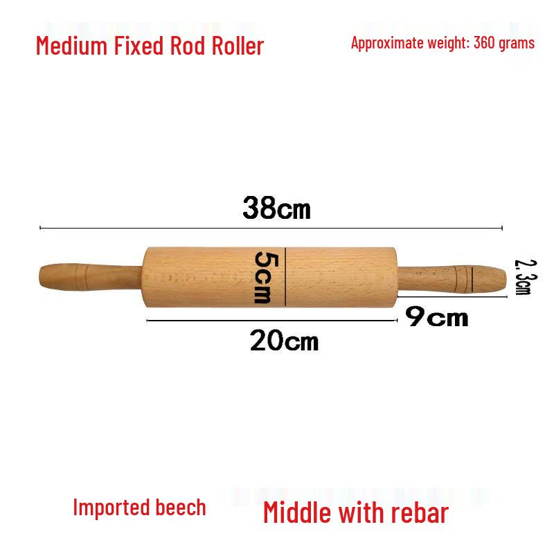 Solid Wood Rolling Pin with Rotating Roller