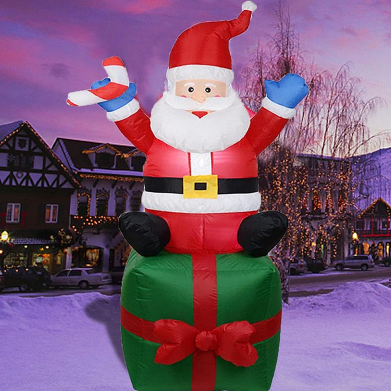 6FT Christmas Inflatable Santa Claus with LED Lights - Outdoor/Indoor Yard Decoration (with Gift Box Design)