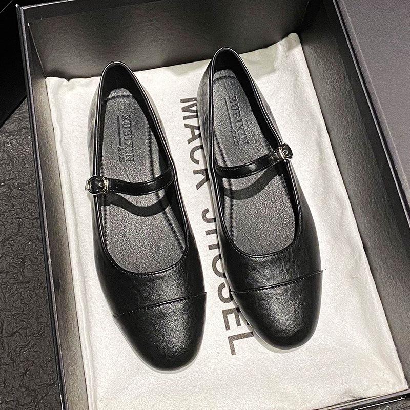 

Spring & Autumn 2025 French Flat Mary Jane Shoes: Versatile One-Strap Buckle, Plus Size 41-43, Women s Shallow Mouth Design. 36 чёрный