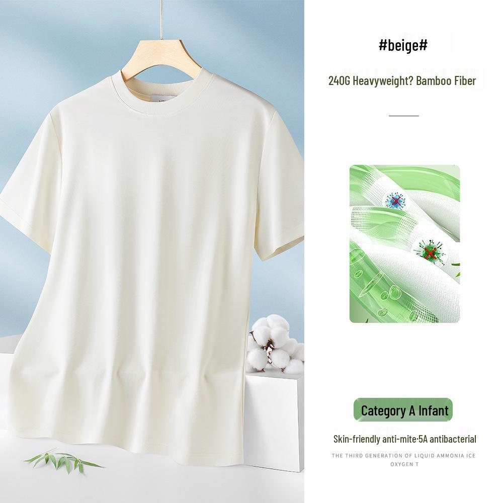 

Мужская антибактериальная футболка из бамбукового ледяного шелка 5А, с коротким рукавом, влагоотводящая, быстросохнущая, лето 2025 Medium