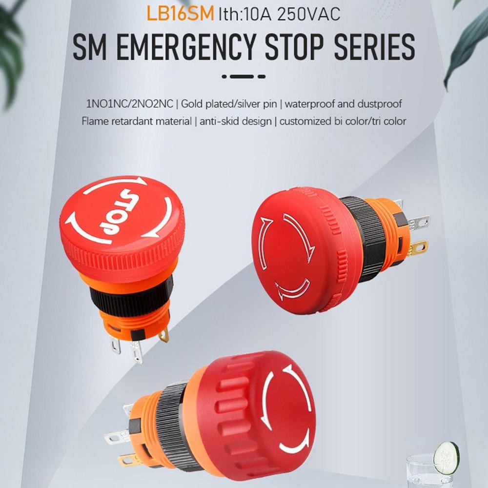 1Pcs 6Amp Current Mushroom Emergency Stop Switch  for Emergency Stop Control