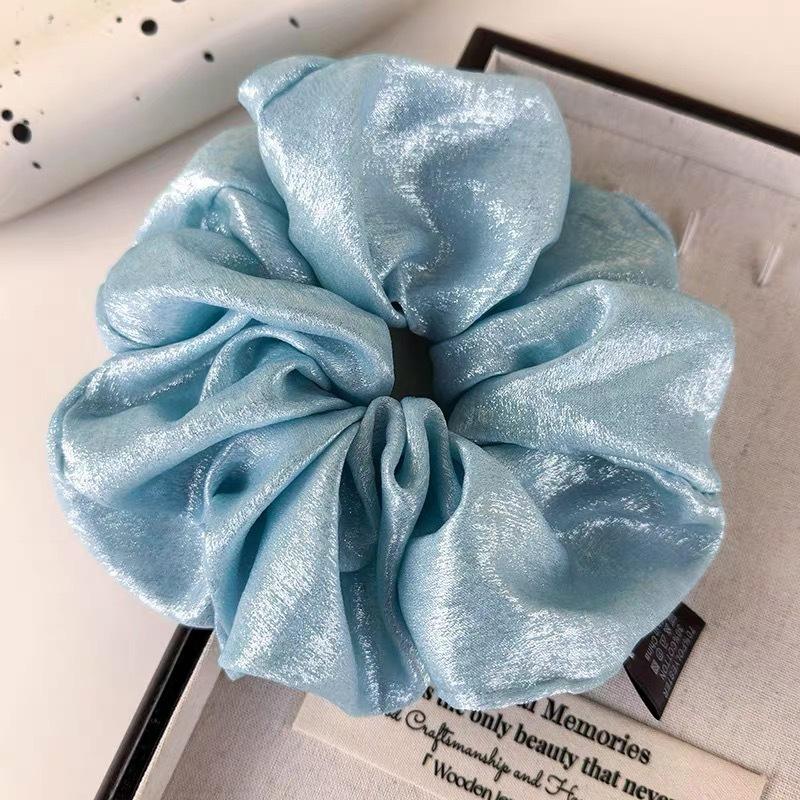 

Elegant Shiny Bright Silk Scrunchies Pink White Oversized Hair Ties Rope Lazy Low Ponytail Holder Women Student Girls Hair Bands синій