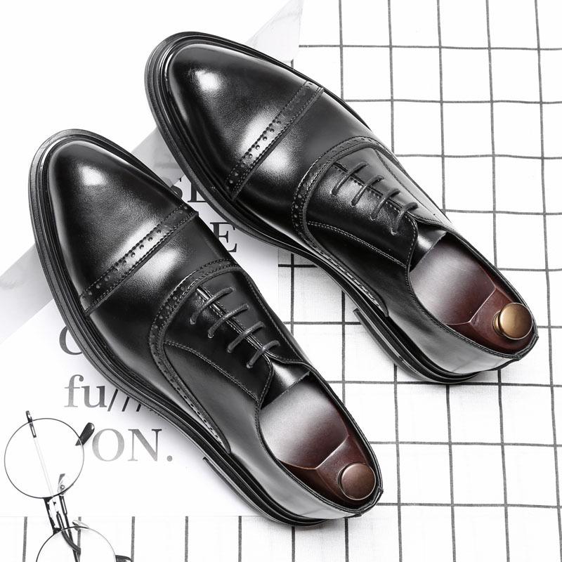 

Xinyida британская мода и удобная мужская обувь дышащие заостренные кожаные туфли мужские деловые туфли 4028-B 44 чёрный