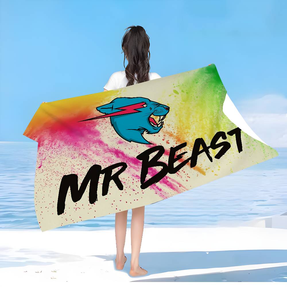 Popular Self Media Bloggers M-MrBeast Microfiber Printed Beach Towel Mountain Climbing Yoga Beach Running Absorbent Soft Towel