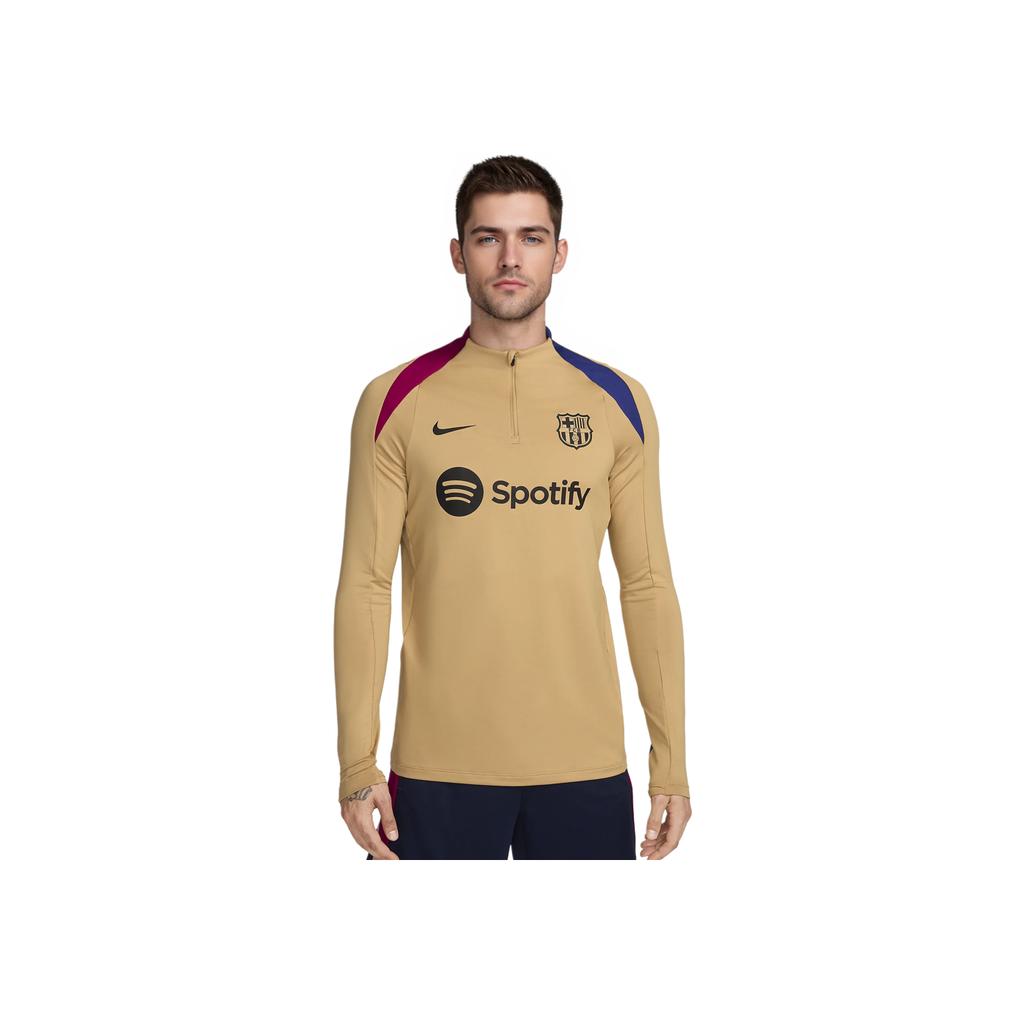 Nike Maglia da Calcio a Maniche Lunghe FC Dri-FIT Barcellona Strike Uomo top Oro FN9834-717