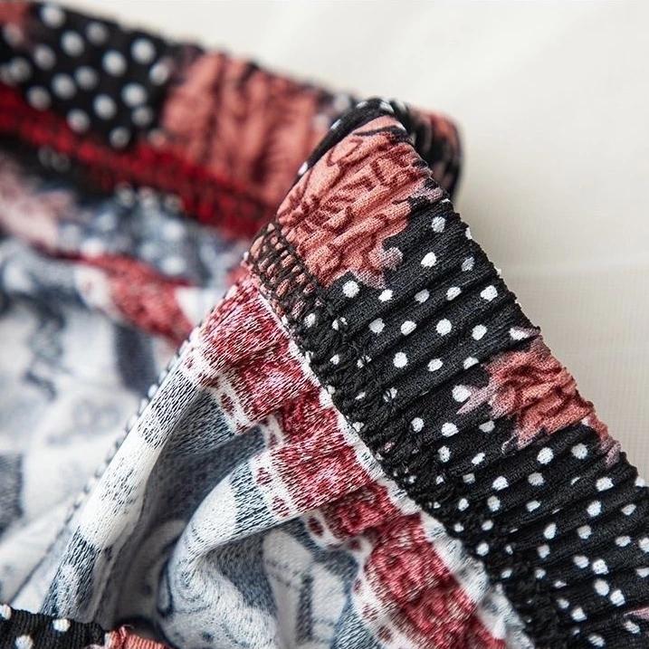 Elephant Pants Shorts Casual Adjustable Elastic High Waistband Strap Rope Women Men Unisex Print Thailand Streetwear Beach Bohemian Retro Vintage