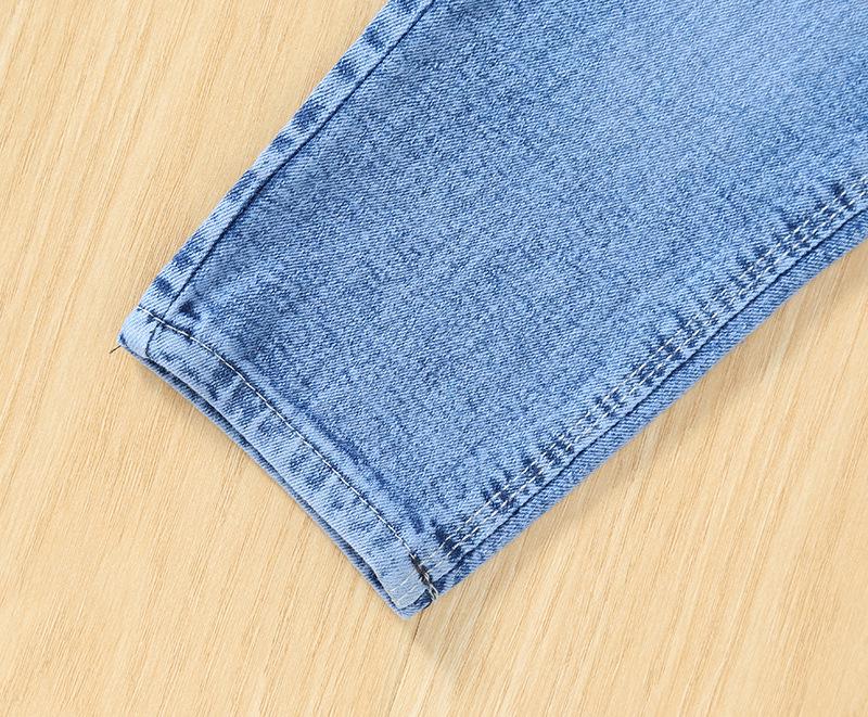 Jeans droits Printemps/Automne 2025 Filles & Garçons - Style Délavé pour Enfants Moyens & Grands