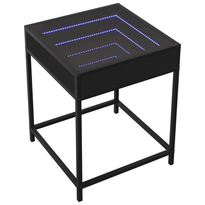VidaXL Table de chevet avec LED infini noir 40x40x51 cm 3284091