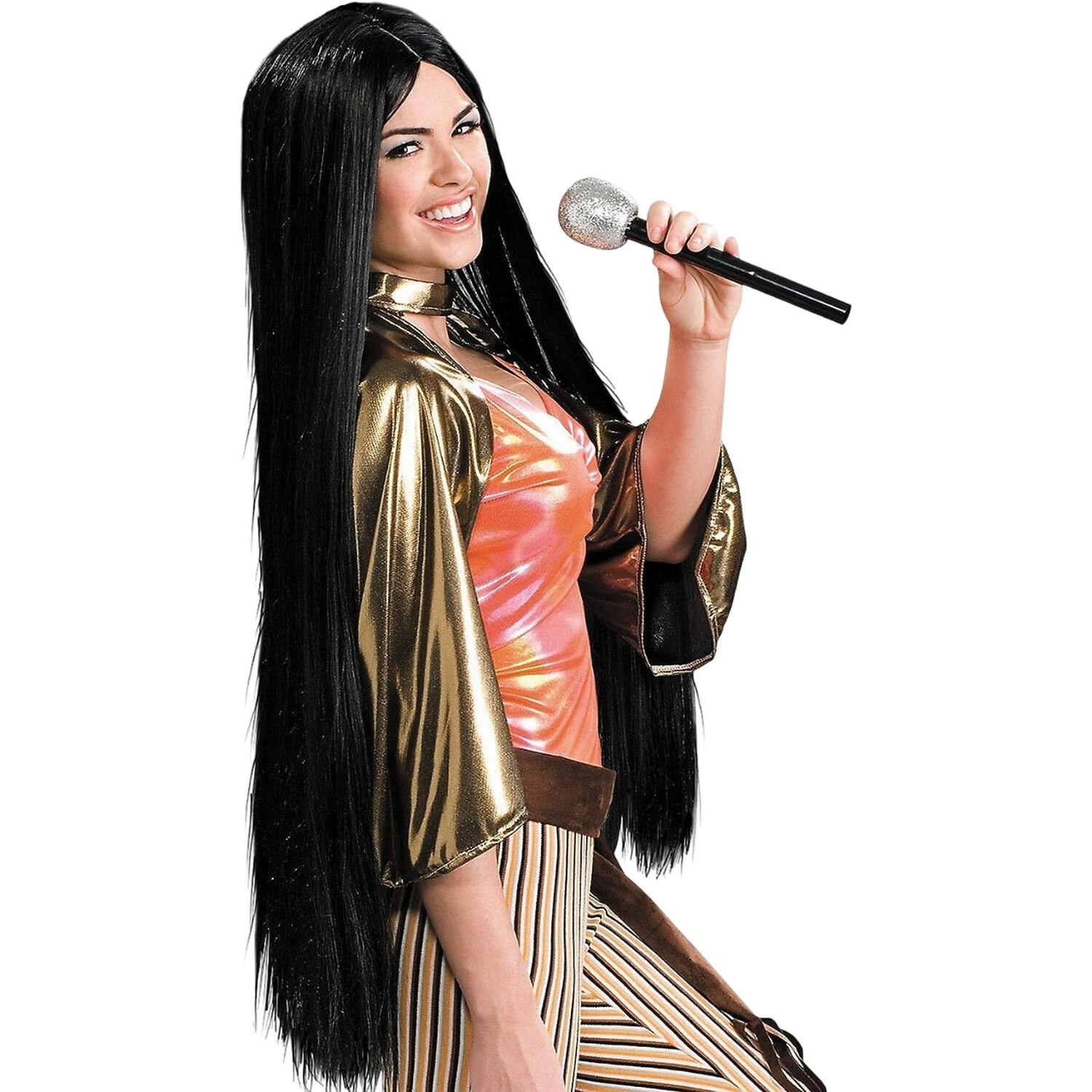 Amscan Parrucca in fibra sintetica da discoteca anni '70 One Size nero