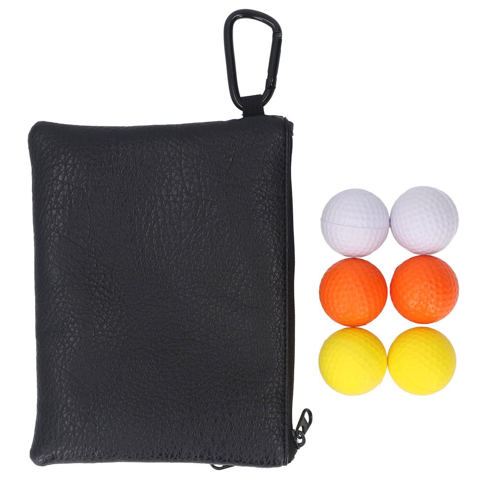 6Pcs Golf Balls Set 3 Colors Textured Surface Balls and PU Storage Pouch Golf Equipment Kit for Golf Enthusiast Training