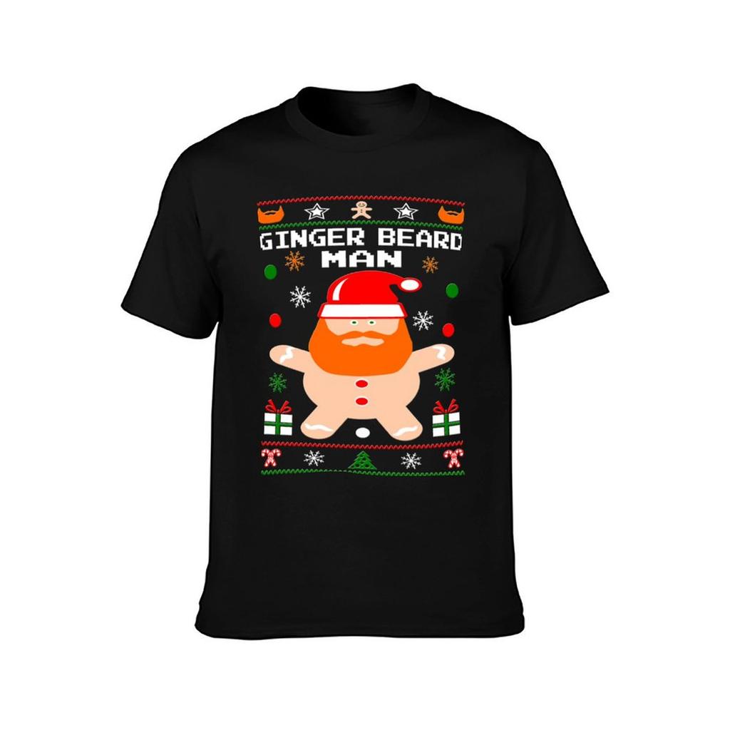 Ginger T Cotton Plain Shirt Shirt T-Shirt Christmas Graphic for Package Man Plain T Black Man T-shirt Beard Man