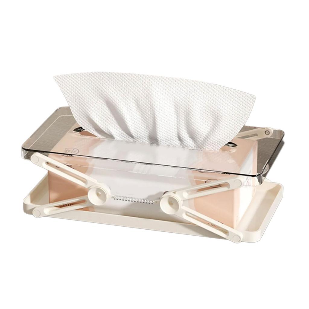 Clear Tissue Box Holder Spring-loaded Tissue Dispenser Transparent Desktop Tissue Box Cover for Home Office Bathroom Car
