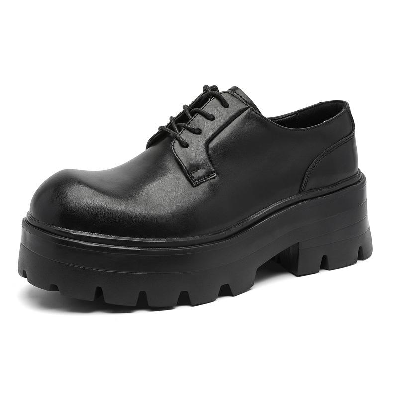 

Leather shoes men s business dress big head high sense British style thick sole height wedding groom derby shoes 71144-J 34 чёрный